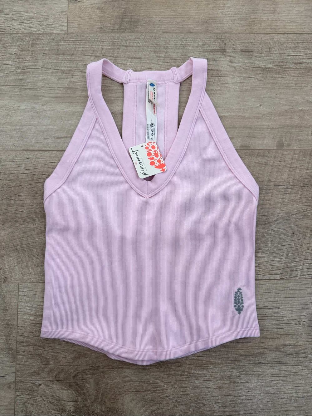 Free People Pink Ribbed Racerback Tank Top